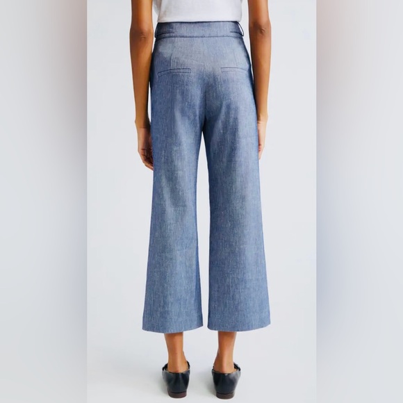 Veronica Beard Aubrie Crop Flare Linen Blend Pants - Picture 2 of 15